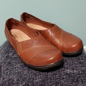Clark's brown slip-ons